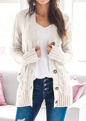 Casual Long Sleeve V Neck Cardigan