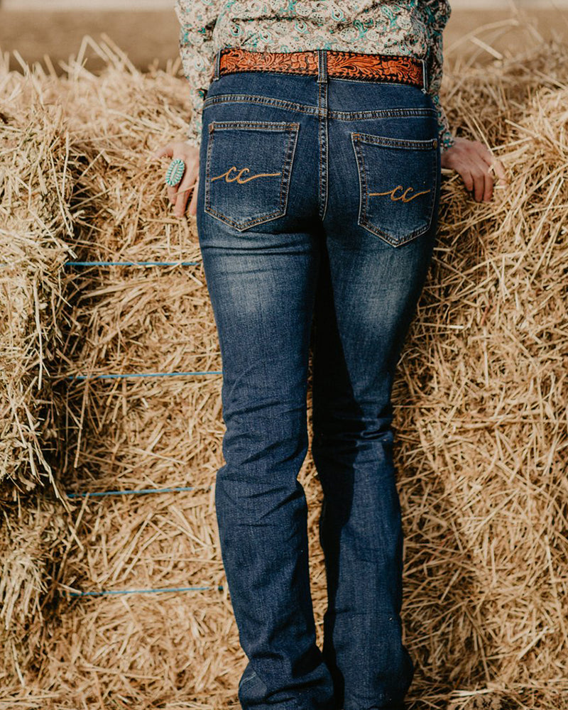 70s Vintage Embroidery Detail Low Waist Jeans
