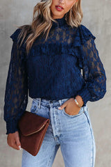 Finding Romance Lace Ruffle Sleeve Blouse