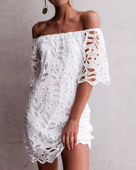 Floral Pattern Cut Out Off Shoulder Dress
