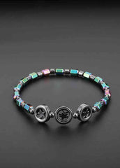 Circle Star Magnetic Black Stone Anklet