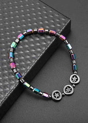 Circle Star Magnetic Black Stone Anklet