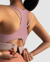 Solid Rib-Knit Criss Cross Sports Bra