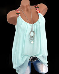 Floral Appliques Straps Blouse