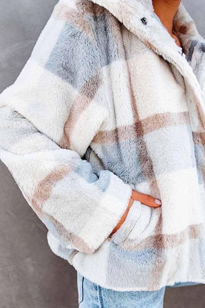 Short Plaid Stitching Cur Coat Tops
