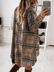 Check Print Flannel Overshirt Dress