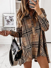Check Print Flannel Overshirt Dress