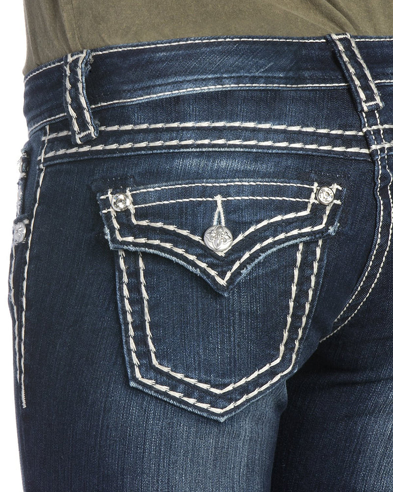 90s Vintage Embroidery Pocket Low Waist Flare Jeans