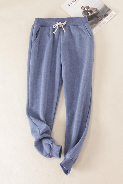 Brushed Drawstring Pockets Pants