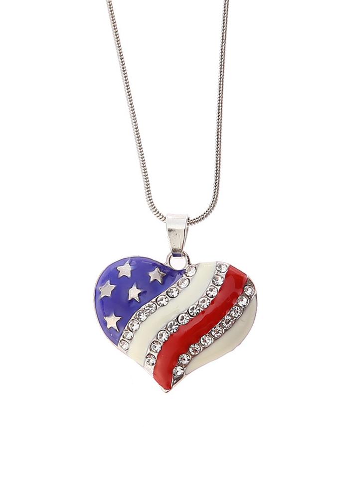 Flag Day Theme Love And Star Shape Creativity Necklace