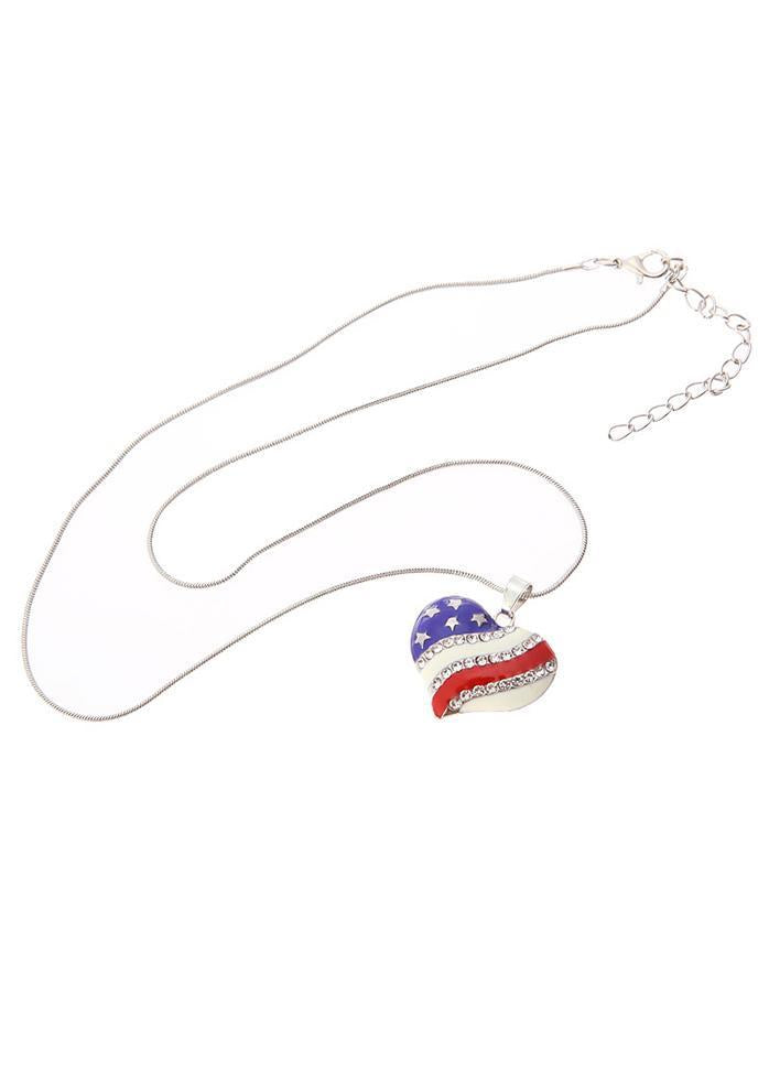 Flag Day Theme Love And Star Shape Creativity Necklace