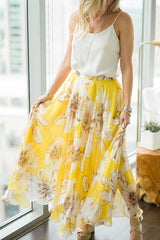 Floral Print Chiffon Maxi Skirts