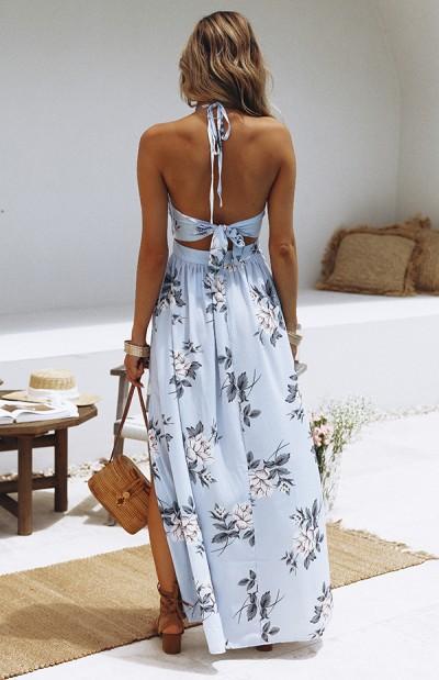 Strap V-neck Floral Maxi Dress