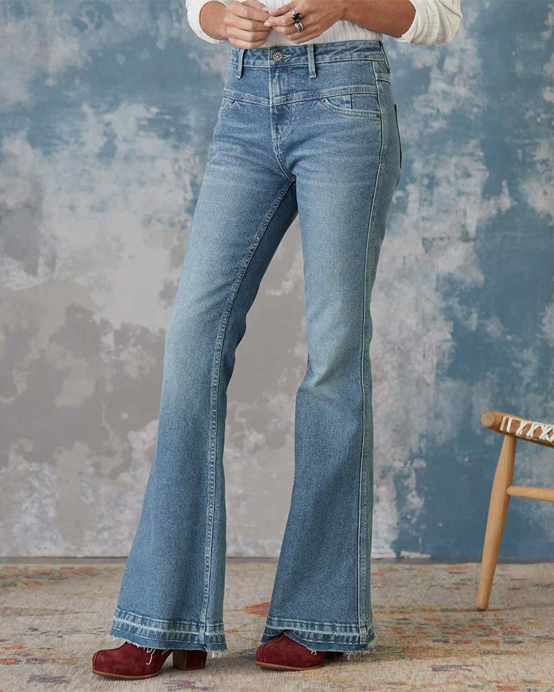 90s Vintage Wide Waistband Flare Jeans