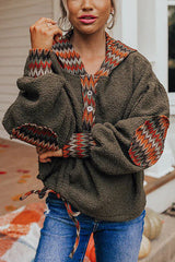 Cooling Down Henley Neckline Sherpa Hoodie