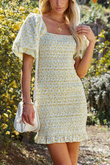 Bunny Floral Smocked Puff Sleeve Dress