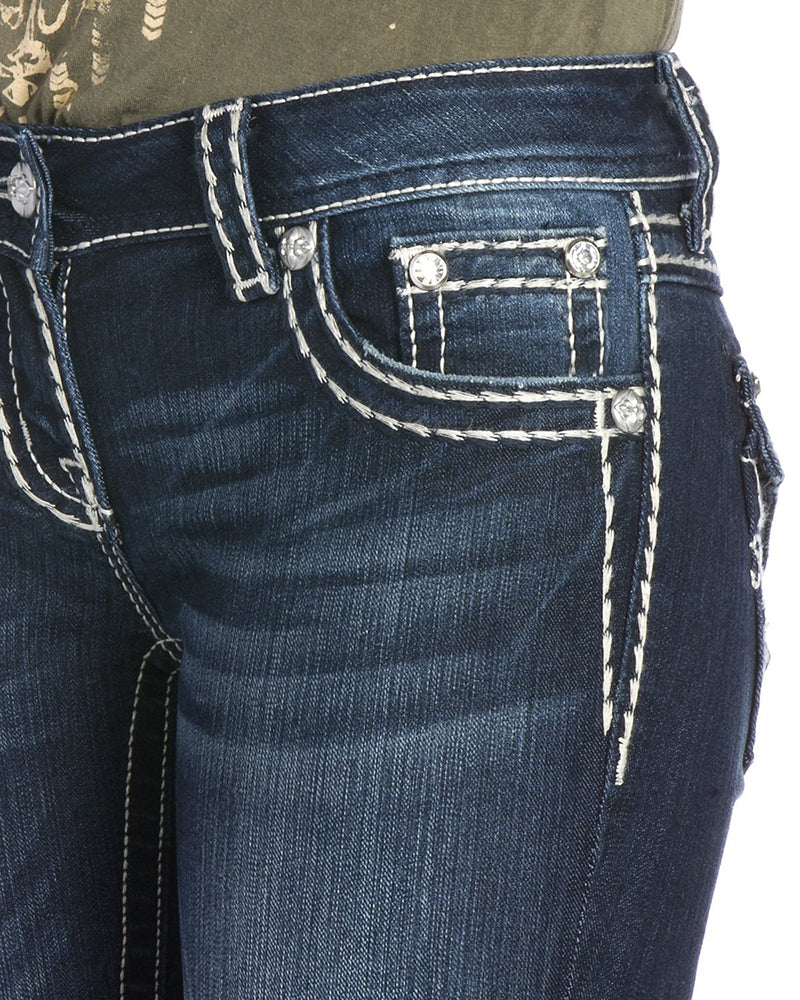90s Vintage Embroidery Pocket Low Waist Flare Jeans