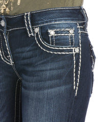 90s Vintage Embroidery Pocket Low Waist Flare Jeans