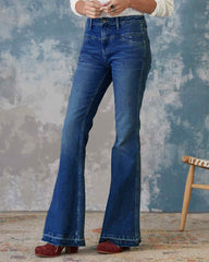 90s Vintage Wide Waistband Flare Jeans