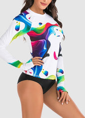 Long Sleeve Printed Tankini Set