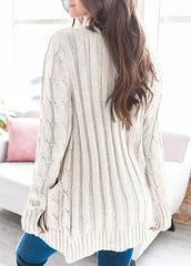 Casual Long Sleeve V Neck Cardigan
