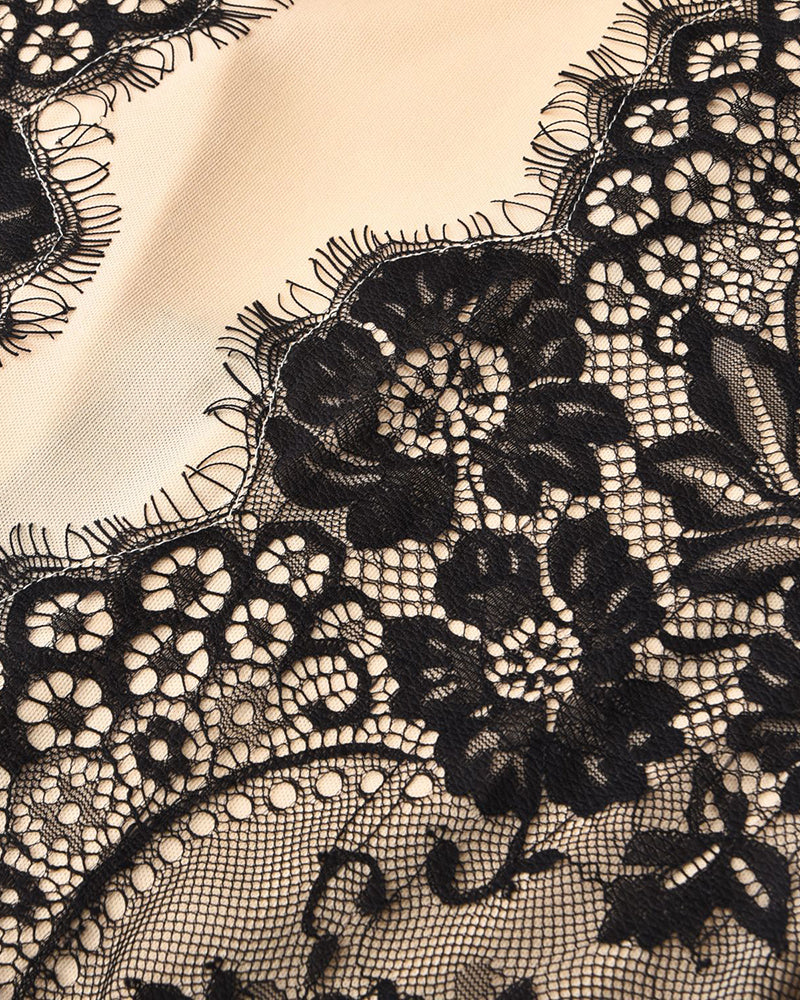 Floral Lace Zip Back Overlay A-line Dress
