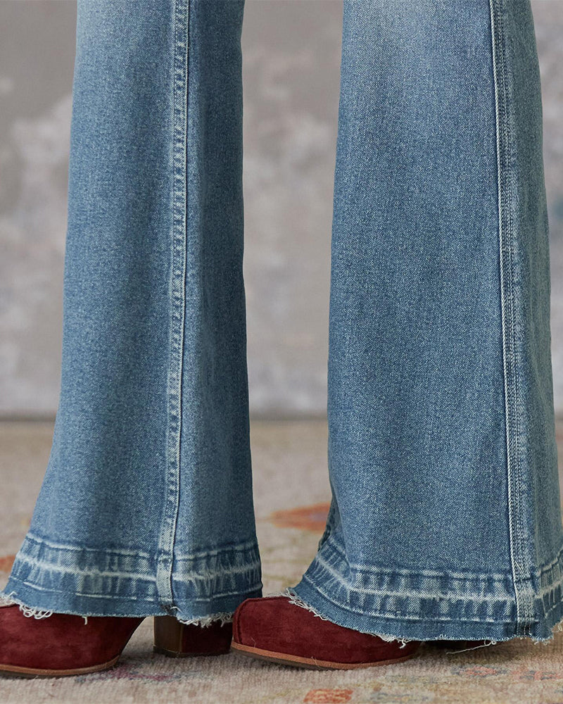 90s Vintage Wide Waistband Flare Jeans