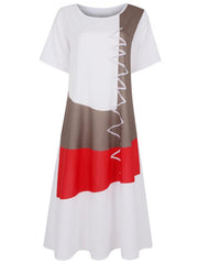 Casual Vintage Boho Floral Tunic Loose Swing Long Dress