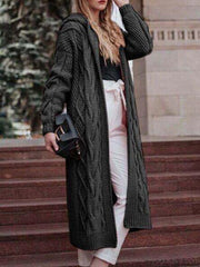 Solid Long Sleeve Hooded Sweaters Coat