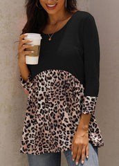 Long Sleeve Patchwork Casual T-shirt