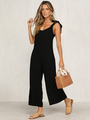 Strap Sleeveless V-neck Backless Loose Jumpsuit