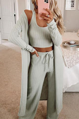 Solid U Neck Pants Sets