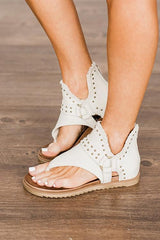 Buckle Flip-Flops Canvas Flat Heel Sandals