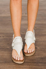 Buckle Flip-Flops Canvas Flat Heel Sandals