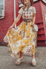 Floral Print Chiffon Maxi Skirts