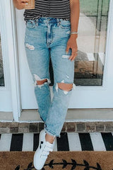 Broken Hole Straight-leg Jeans