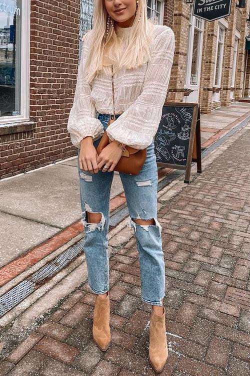 Broken Hole Straight-leg Jeans
