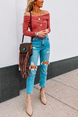 Broken Hole Straight-leg Jeans