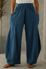 Solid Pockets Loose Pants