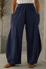 Solid Pockets Loose Pants