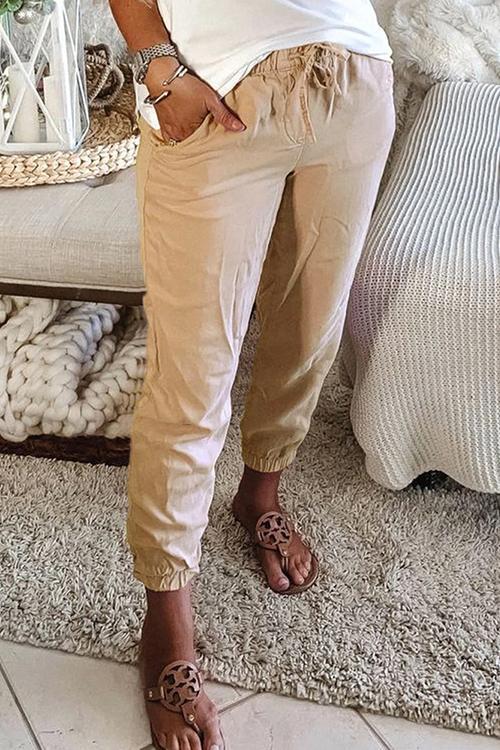 Straight Pockets Low Waist Pants