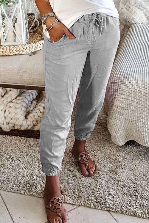 Straight Pockets Low Waist Pants