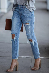 Broken Hole Straight Leg Jeans