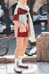 Color Block Corduroy Coat