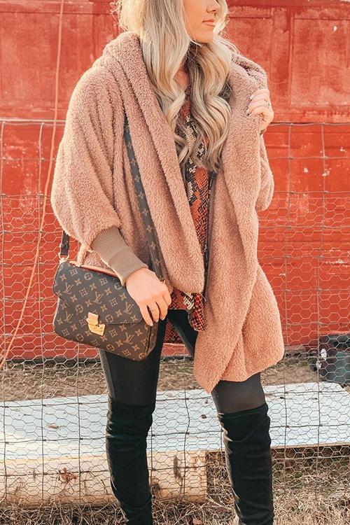 Fluffy Fleece Open Coat