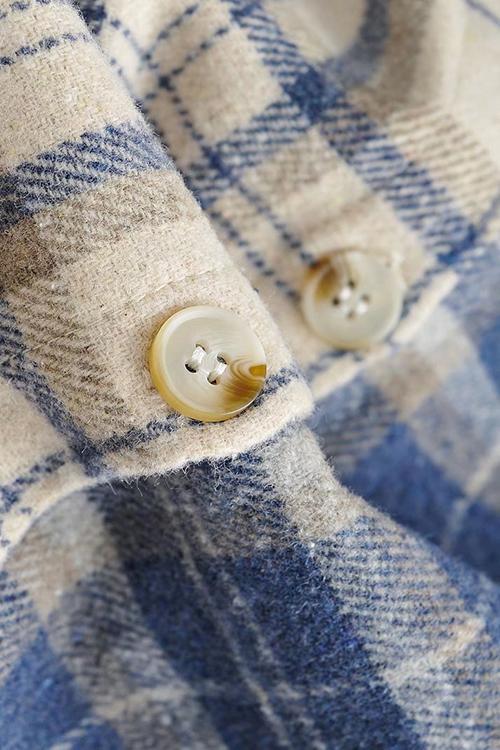 Color Block Plaid Button Jackets