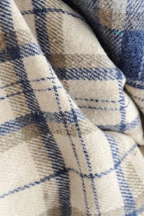 Color Block Plaid Button Jackets