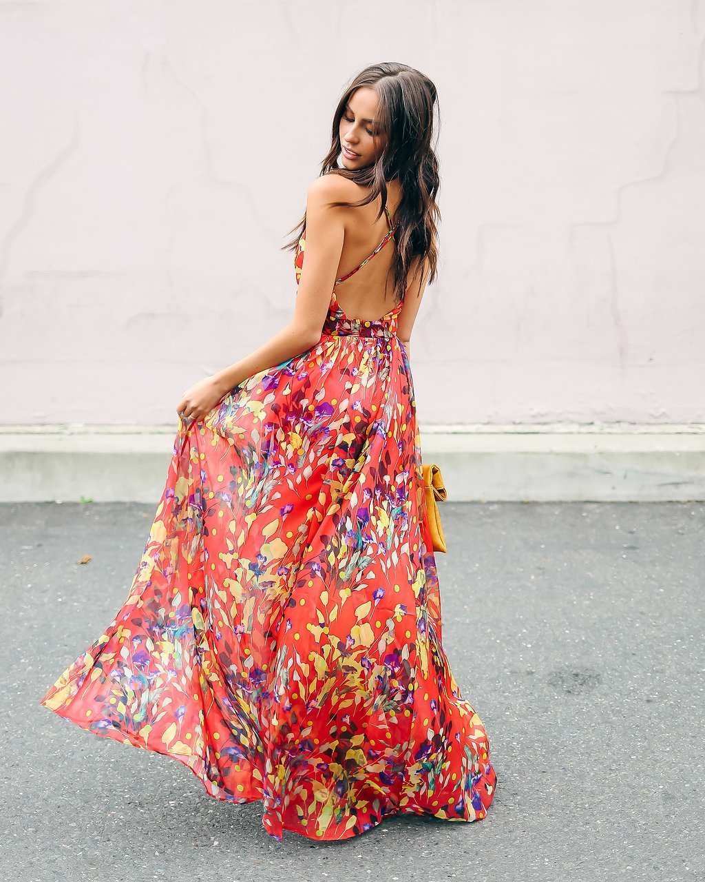 Floral Sleeveless Deep V neck Maxi Dress