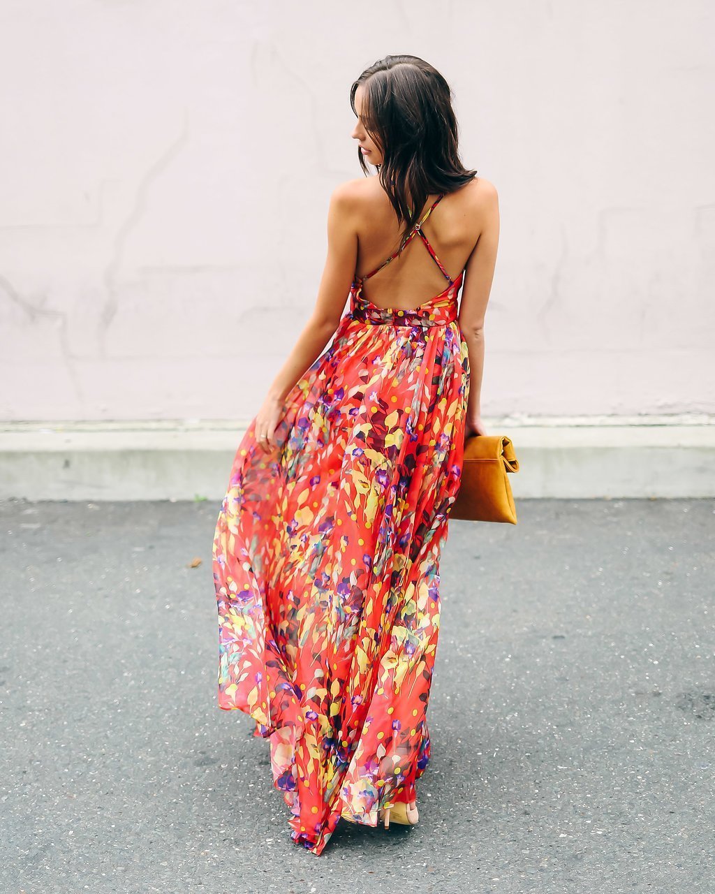 Floral Sleeveless Deep V neck Maxi Dress