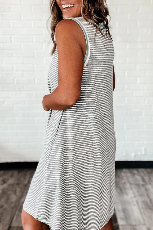 Stripe Sleeveless Mini Dress
